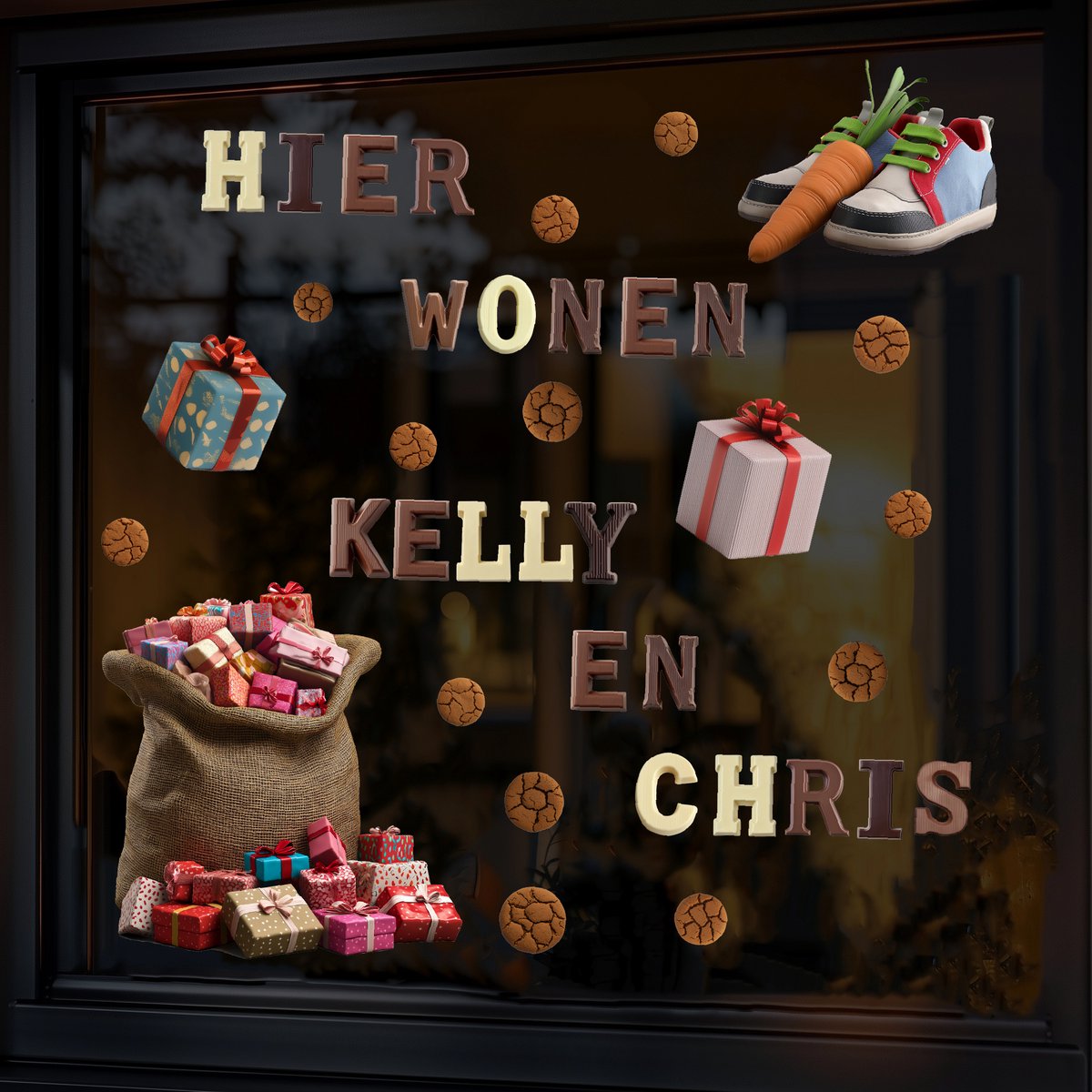 Raamstickers Sinterklaas Hier Wonen LARGE set - Statische herbruikbare Sinterklaas stickers