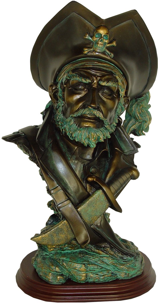 PIA Soft Toys - Piratenhoofd met zwaard - 34 cm - Decoratief beeld