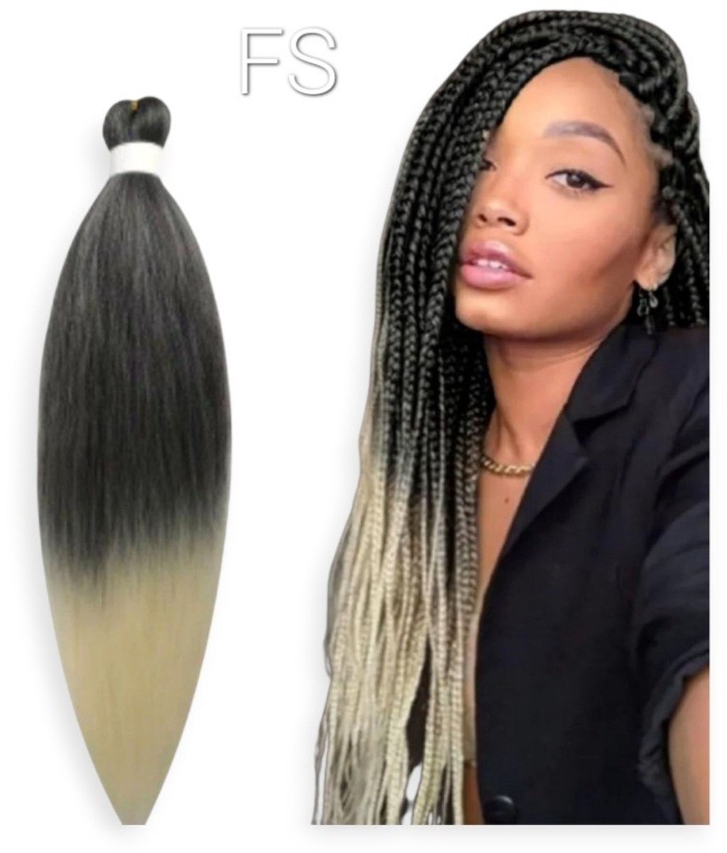 Frazimashop- 26 Inch Gehaakt Vlechthaar – Ombre Witblond 1B/613 – Pre-Stretched Jumbo Braiding Hair – Box Braids – 1 Stuk