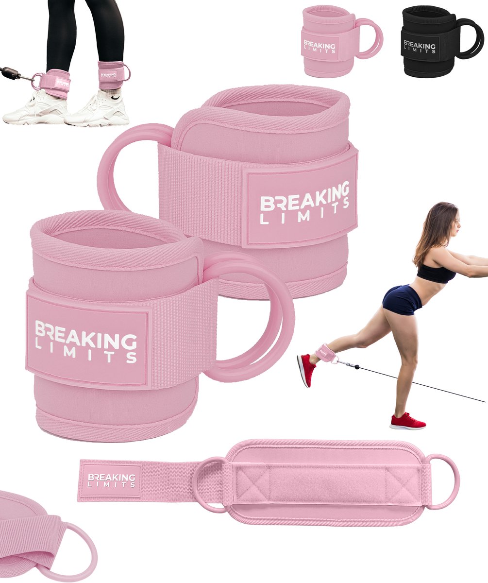 Breaking Limits Ankle Strap Fitness – Enkelband Fitness – Enkel Straps – 2 Stuks – Roze