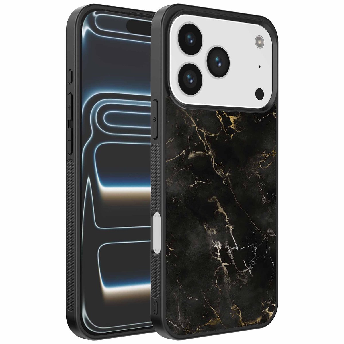 Geschikt voor iPhone 17 Pro Telefoonhoesje met marmer opdruk - TPU backcover case black marble design - Zwart - Smartphonica geschikt voor iPhone 17 Pro