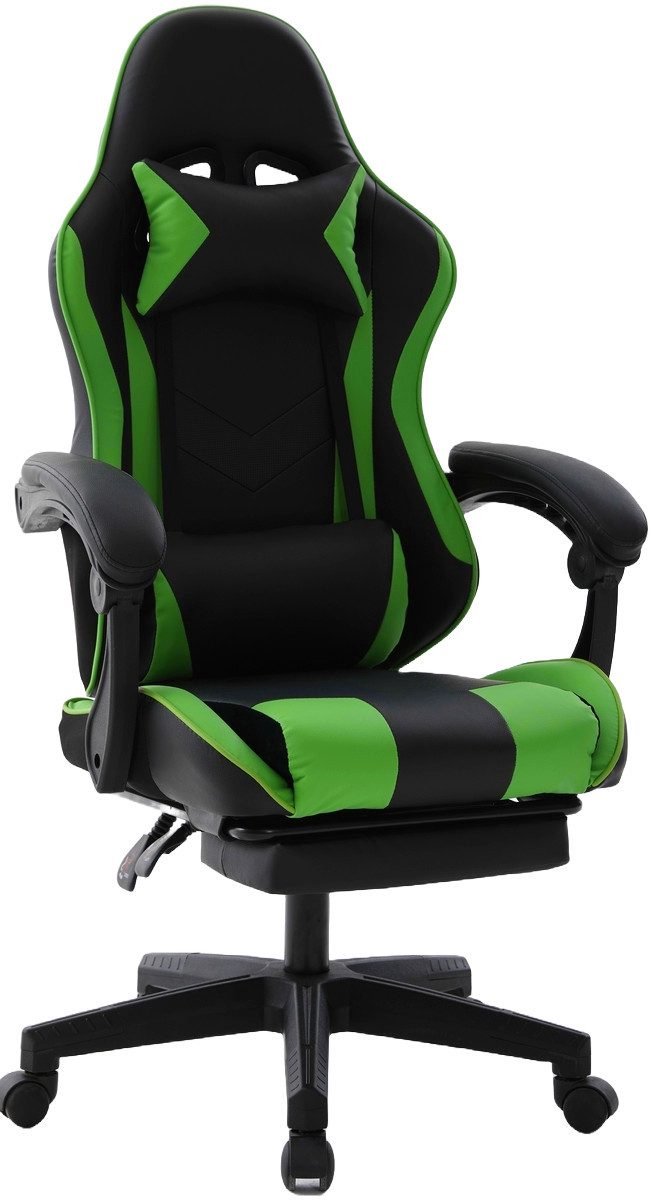 Delman Ergonomische Gaming Stoel met Voetsteun – Verstelbare Bureaustoel van PU Leer, 360° Draaibaar, Metalen Basis, Hoofdsteun & Lendenkussen – Max. Draagvermogen 150 kg