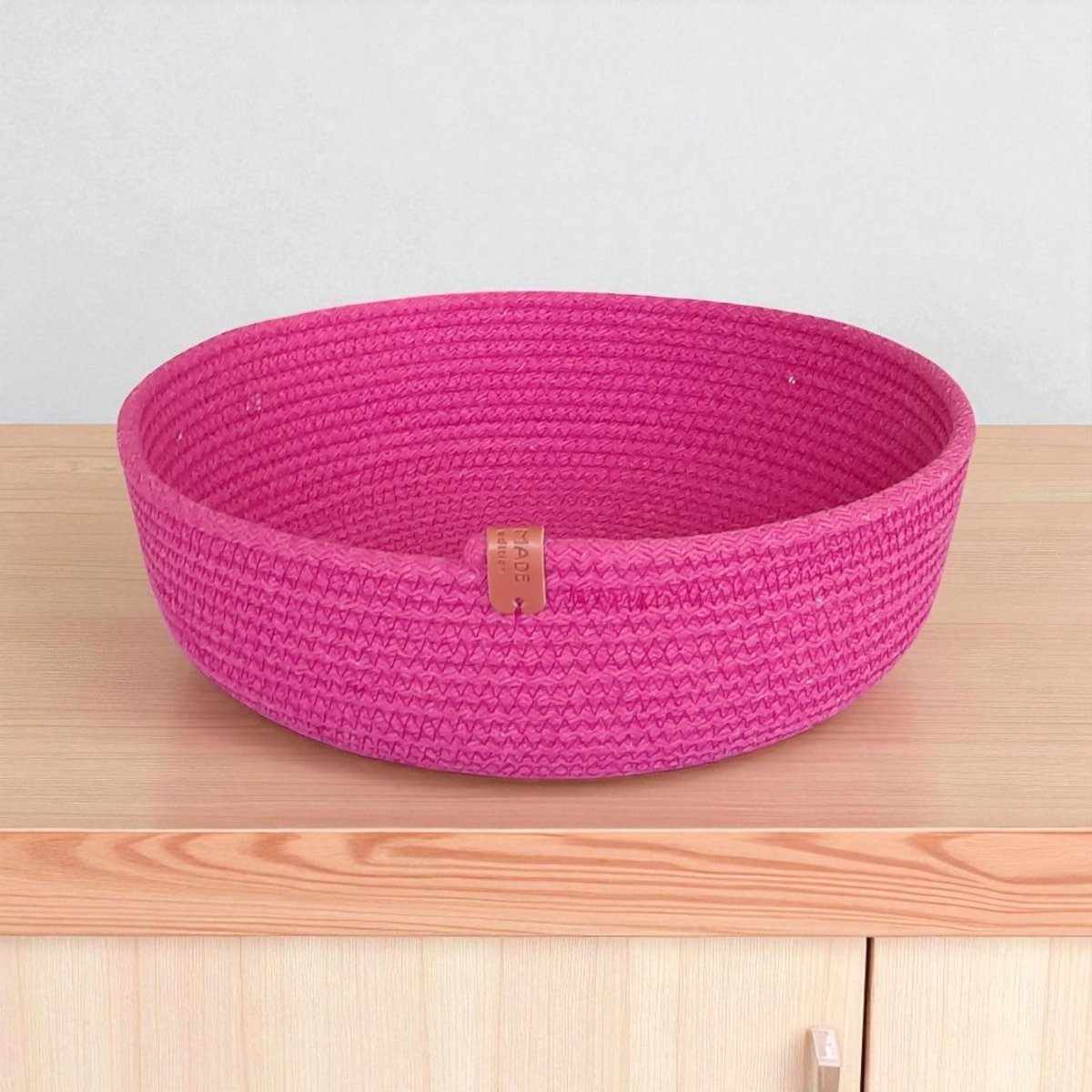 Hobbygaren – Handgemaakte Opbergmand Ø29 cm | Fuchsia | Grote Katoenen Boho Mand / Woonmand | ca. 6L Inhoud