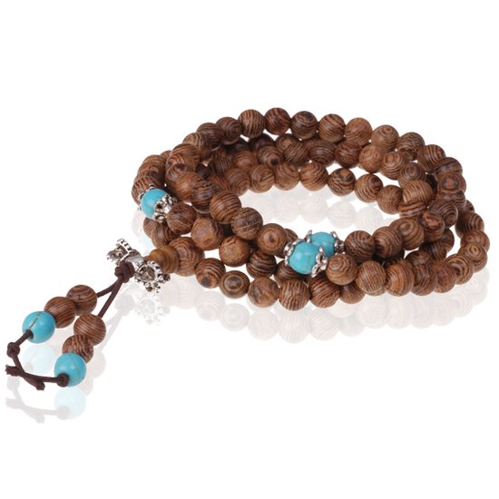 Bracelet de prière tibétain Mala Perles en bois Turquoise