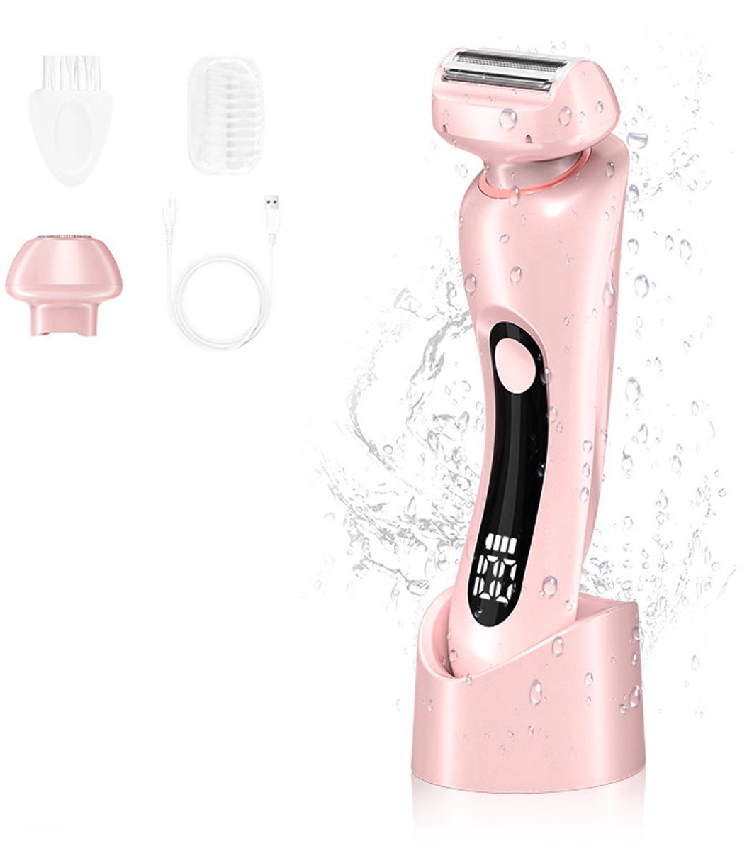 Elektrisch scheerapparaat voor damesbenen, 2-in-1 bikinitrimmer