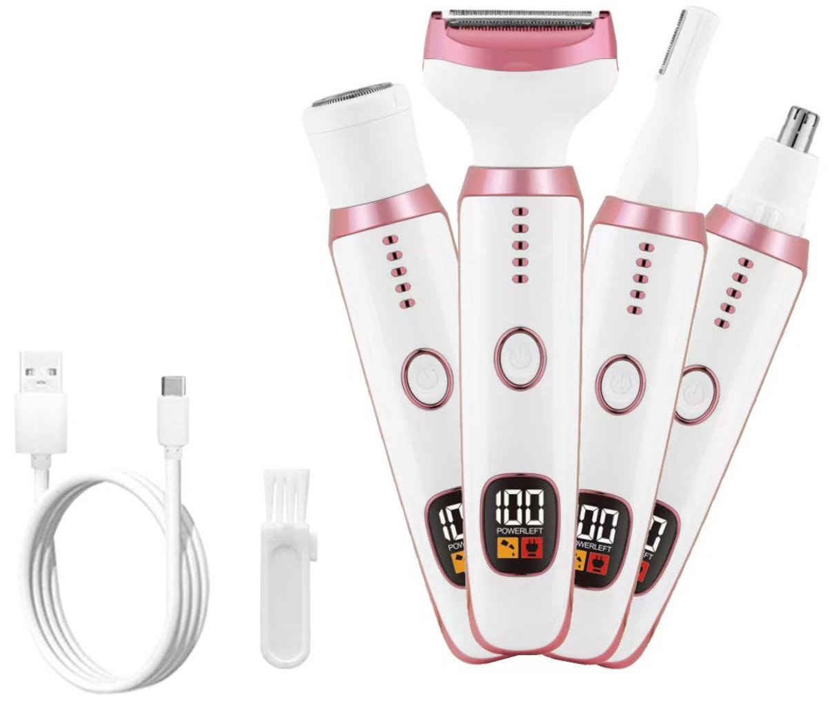 Elektrisch scheerapparaat voor mannen en vrouwen, 4-in-1 pijnloos nat- en droogscheerapparaat en gezichtshaarverwijderaar voor vrouwen