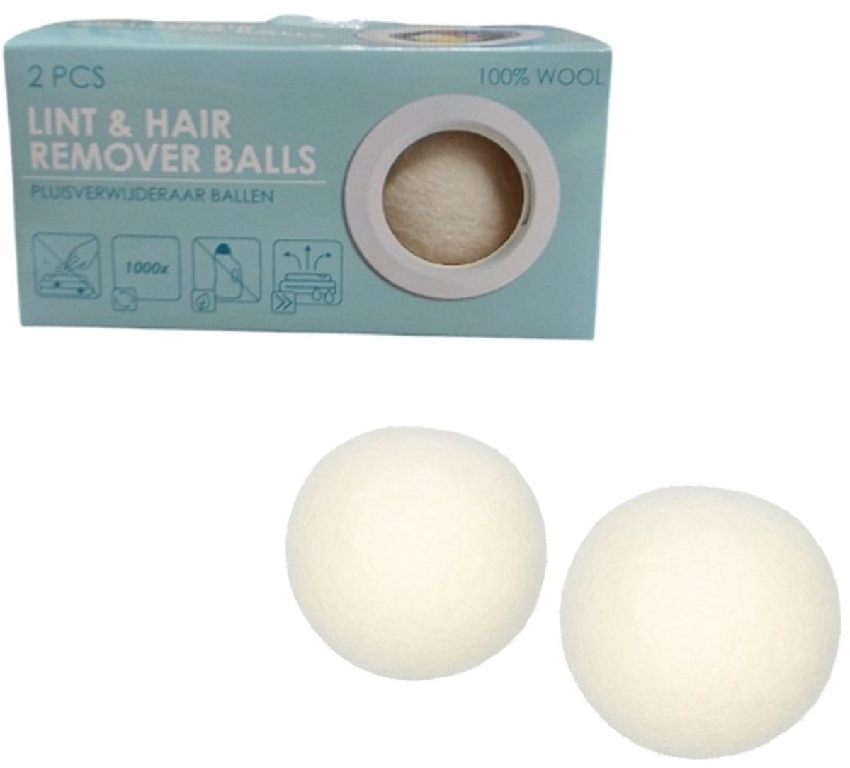 Koopman Wol Droogballen Set - 2 stuks, Wit