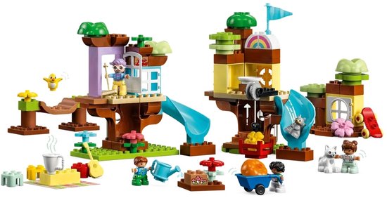 LEGO DUPLO 3in1 Boomhut speelset met twee verschillende bouwmogelijkheden en speelfiguren.
