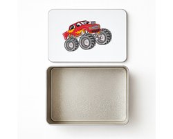 Hacebo® - Monstertruck koektrommel rechthoekig - Auto - Autoliefhebbers - koekblik – koektrommels – bewaarblik - snoeptrommel - Autosport - motorsport - koek trommel - 20 x 13 CM