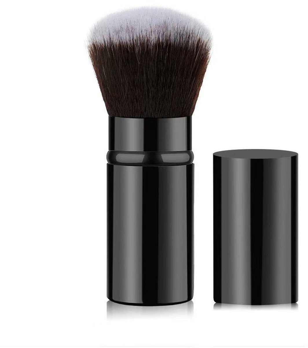 Crrynuo Intrekbare Make-upkwast - Reisformaat Kabuki Gezichtsblush - Draagbare Foundation Zonnebrandcrème met Etui - Voor Bruinen-Polijsten en Perfectioneren van Foundation