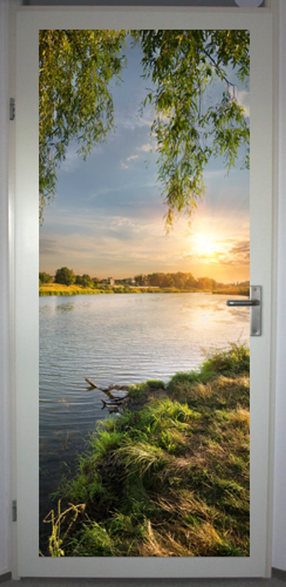 Deurposter 'Wilg aan de rivier' - deursticker 75x195 cm