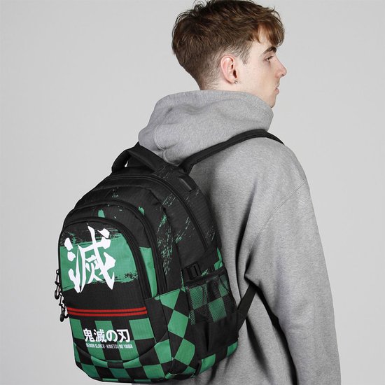 Karactermania - Demon Slayer Sutoriku - Sac à dos de course PLUS - Echecs - Sac à dos de course - Chess - Zwart et vert