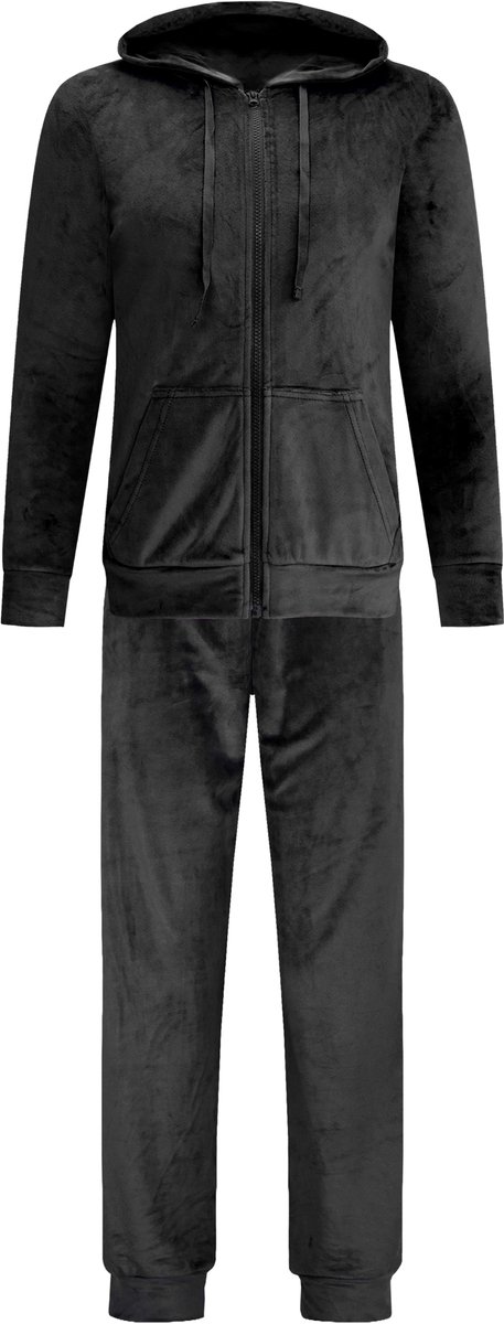 Dames Velours Fluweel Huispak met Rits - Loungeset - Joggingpak - Trainingspak - Loungewear Dames - Zwart - Maat M - 2601