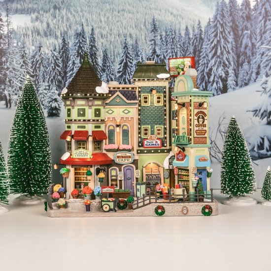 Lemax - 'Jingle Bell Bazaar' - Verlichte Facade - Exclusief adapter (Werkt op batterijen)