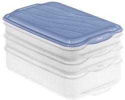 foto van Rotho RONDO Vleeswarendoos 2x0.75L 1x1.35L Horizon Blauw/Transparant