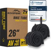 Chambre à air de vélo BikePeak Monty Fudgy VTT 26 pouces, valve automatique AV 40 mm 40/62-559, lot de 2