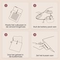 Instructions en quatre étapes pour l'utilisation du coussin chauffant.