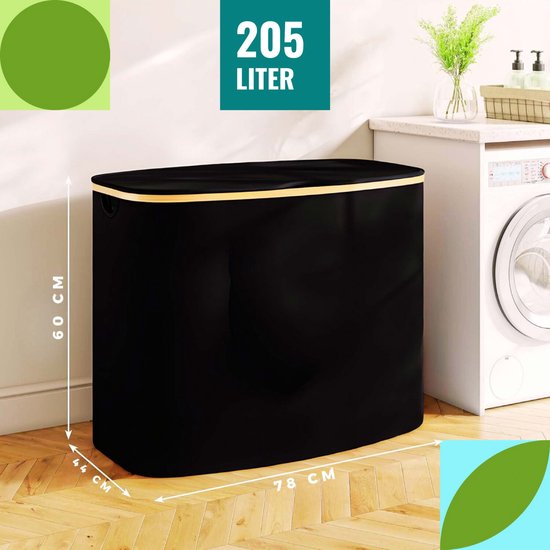 Panier à linge SolVva 3 compartiments – Panier à linge 205 L avec 3 compartiments et Sacs à linge en filet – Paniers à linge – Trieur de linge – Extra grande capacité