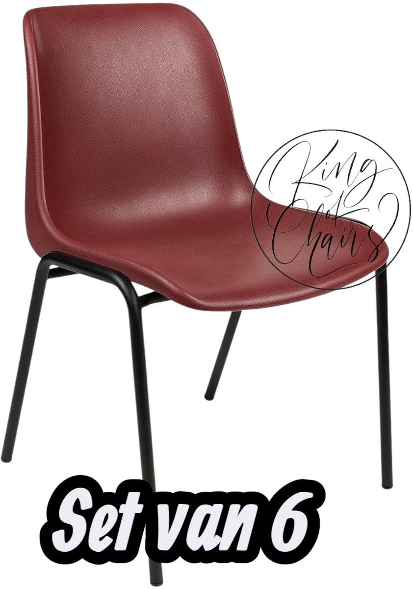 Kantinestoel Helene Bordeauxrood -set van 6- zwart onderstel kantinestoel stapelstoel kuipstoel vergaderstoel tuinstoel kantine stoel stapel stoel tuin stoel kantinestoelen stapelstoelen kuipstoelen arenastoel schoolstoel bezoekersstoel Everardo