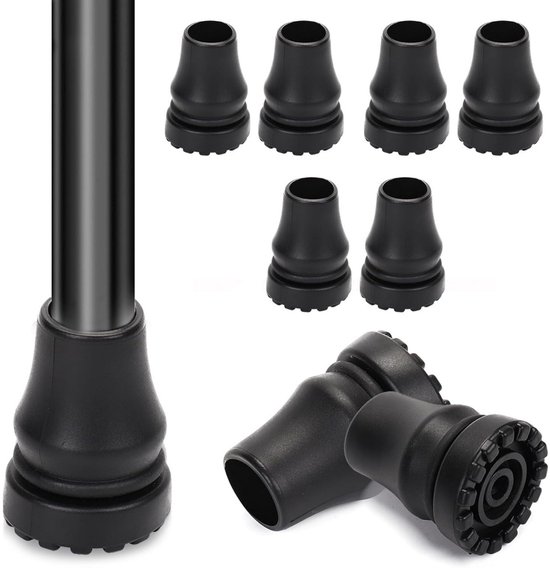 Foto: Qttvbtna rubberen doppen voor wandelstokken antislip stootkussens ter vervanging geschikt voor wandelstokken krukken en loopstokken 22 mm zwart set van 8 stuks