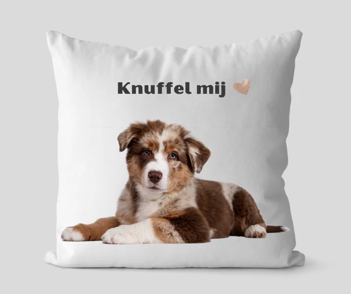 Kussen met foto | Gepersonaliseerde Kussen | Sierkussen met foto | Knuffel Mij Hondenkussen | Petshop Seven