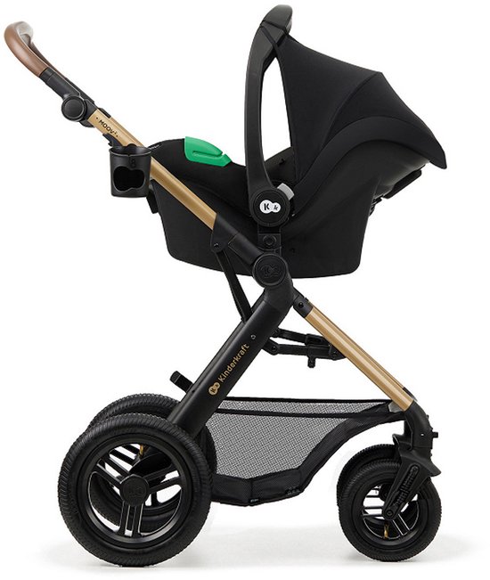 Kinderkraft MOOV 2 AIR 4-in-1 Kinderwagen - Gondel, Wandelzit & MINK PRO i-Size Autostoel - Grote Pompbare Wielen - Zwart van Merkloos — afbeelding 3
