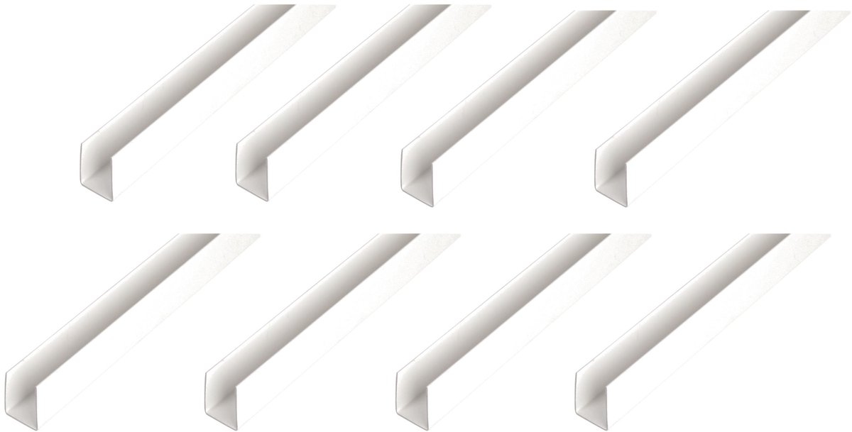 Alberts 8 x U-Profil, Aluminium, wit, 10 x 10 x 10 x 1 mm, lengte 2 m