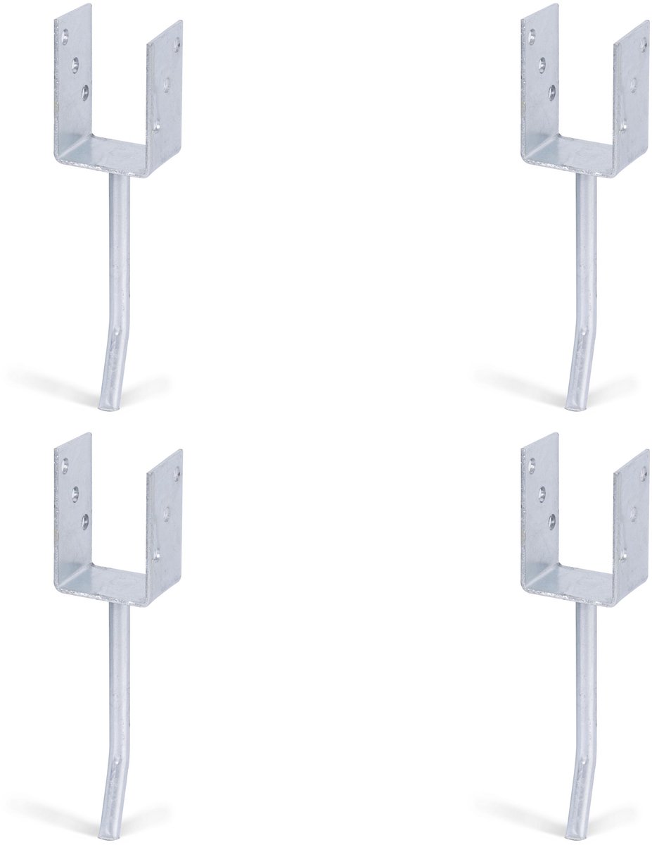 Alberts 4 x U-paaldrager mit Rundstahl-betonanker, 71x104 mm, betonanker 200 mm, thermisch verzinkt, voor inbetonneren