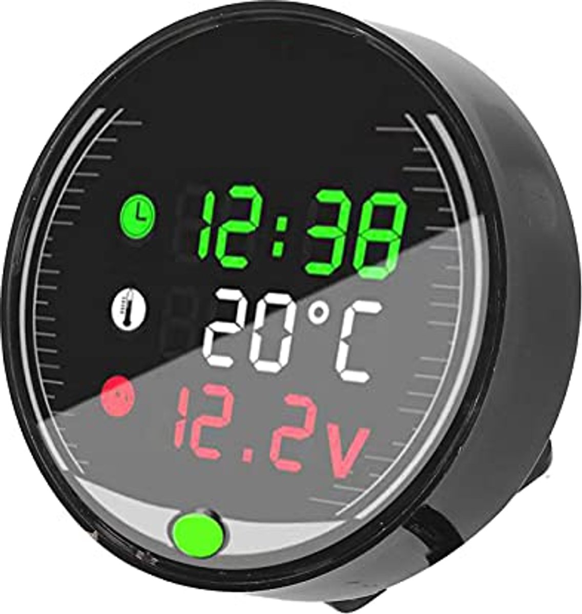 LED Motorfiets Voltmeter 9-24V - Omgevingstemperatuur Met Chronograaf