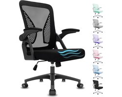 Milacyee Bureaustoel - Ergonomische Bureaustoel - Office Chair - Bureaustoelen voor Volwassenen - Computerstoel met Mesh Rugleuning & Lendensteun - 90° Opklapbare Armleuningen - Stille Wieltjes - Tot 150 kg, Zwart - Geschikt voor Thuiswerk en Kantoor
