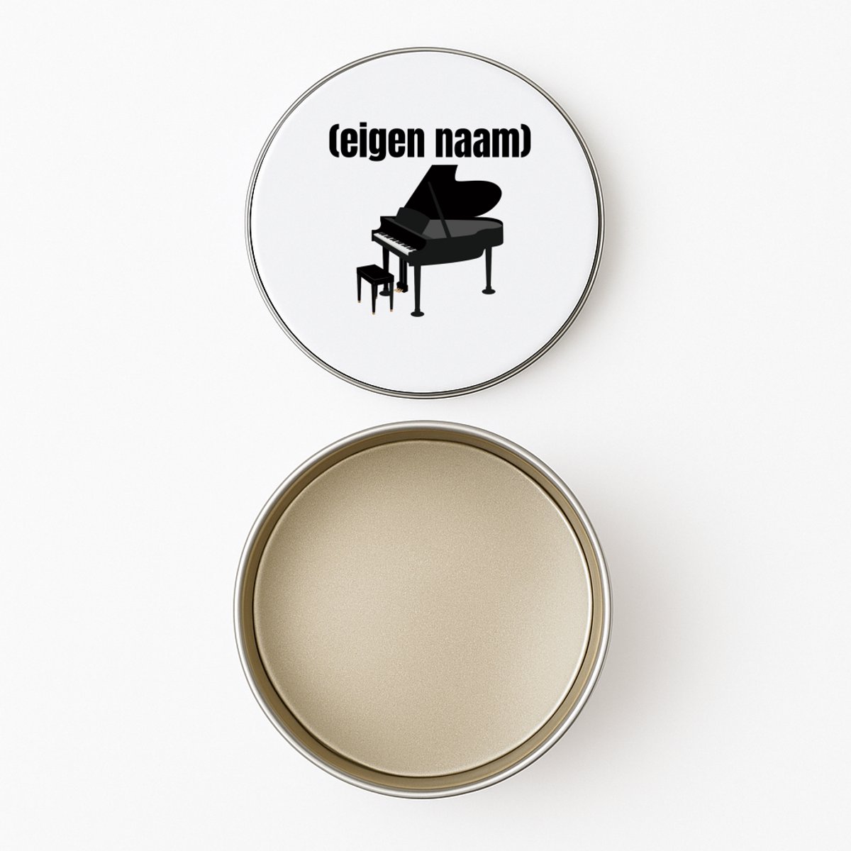 Hacebo® - piano met eigen naam koektrommel rond - Piano - muziek liefhebbers - koekblik – koektrommels – bewaarblik - snoeptrommel - iemand die houdt van piano spelen - verjaardag - cadeau - kado - koek trommel - Ø 15 CM