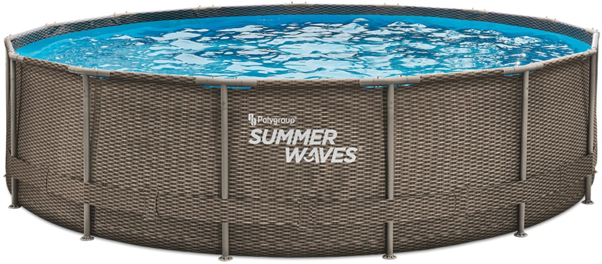 SUMMER WAVES ZWEMBAD ACTIVE FRAME 457 X 106 CM DARK DOUBLE RATTAN + FILTERPOMP