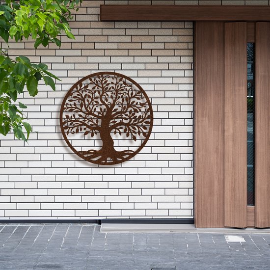 Décoration murale Arbre de Life en acier Corten – 60 cm – Décoration de jardin extérieur