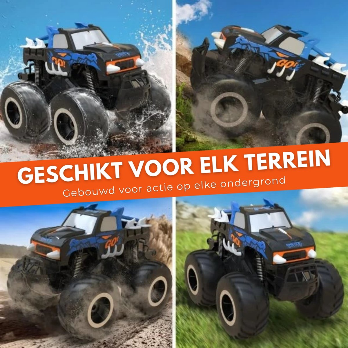 Boncy® Bestuurbare RC Auto Offroad - Monstertruck Car - Jongens Meisje Volwassenen - Monster Truck Robot Speelgoed Binnen & Buiten - Afstandbestuurbaar Race Drift Car - Afstandsbestuurbaar Raceauto Accu - Stuntauto - Bestuurbaar Elektrisch Autos Boot — afbeelding 7