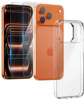 Coque iPhone 17 Pro Max Transparente - 2x protections d'écran - protection d'écran en verre - Coque Anti Choc