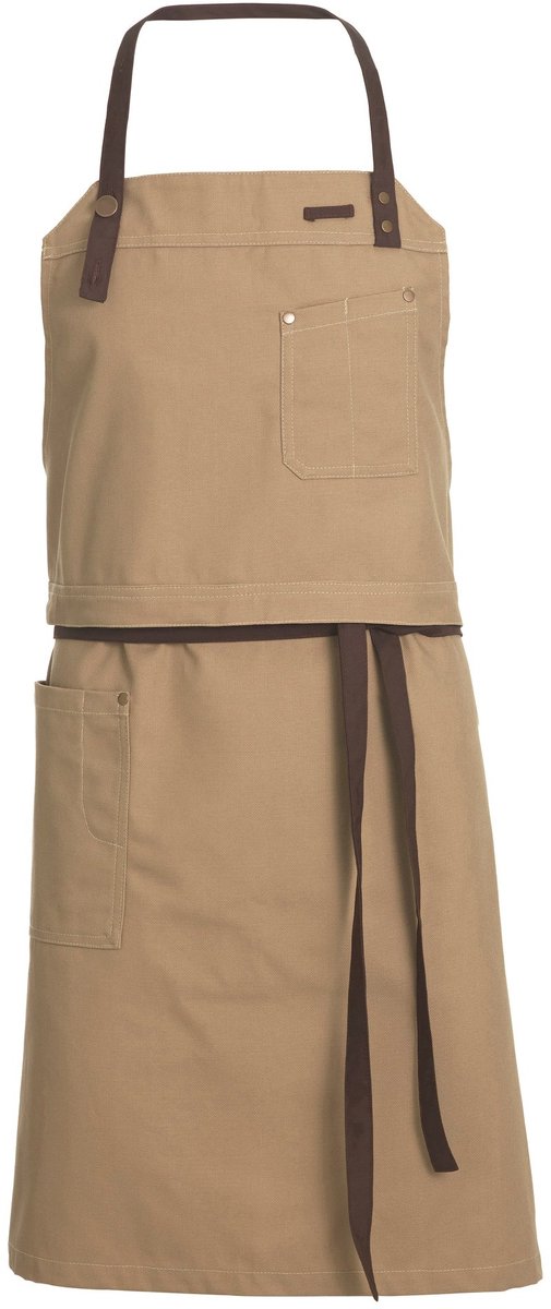 Kentaur Raw bib apron w. pockets 30360-135 - Khaki - UNI