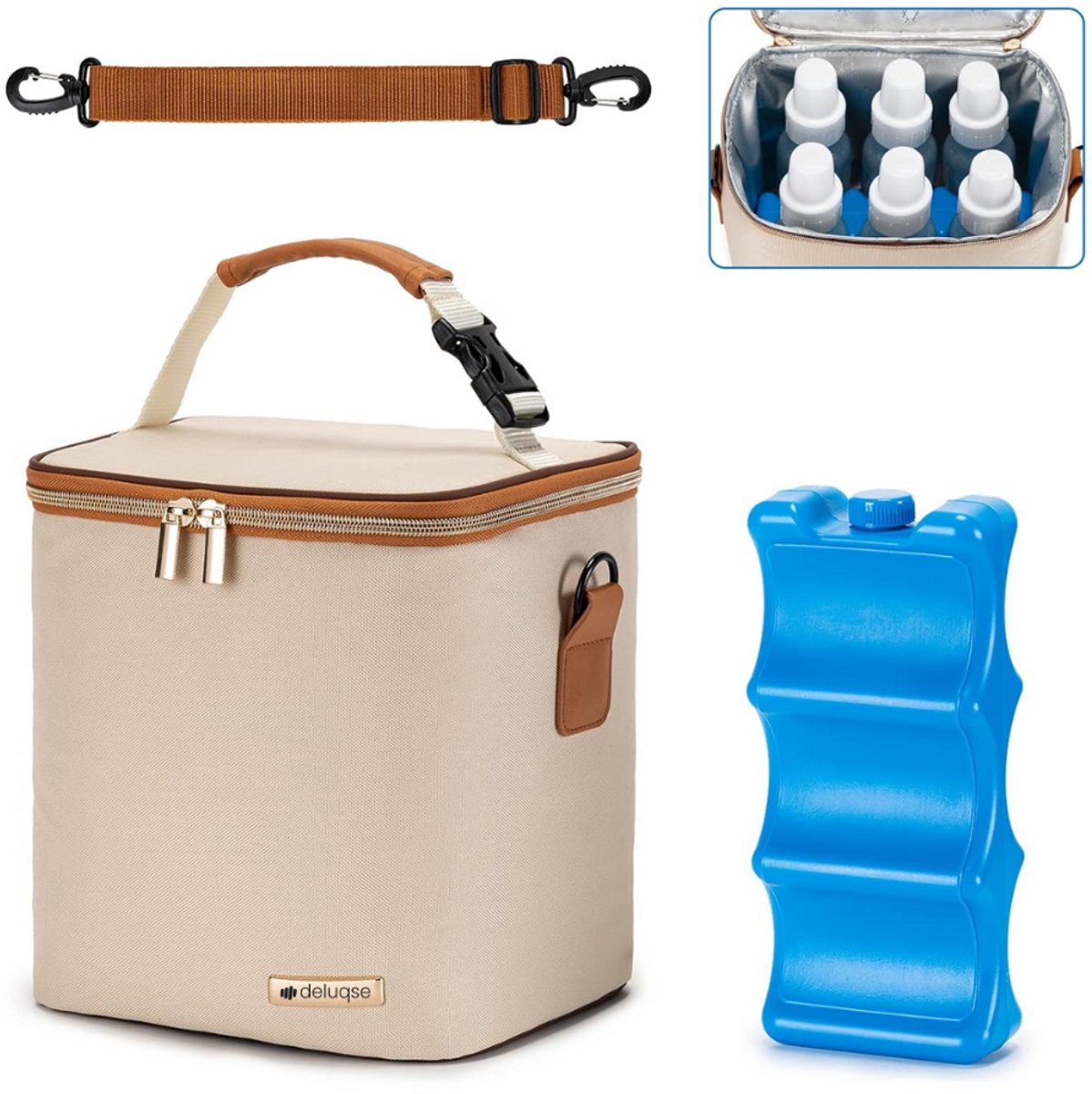 Deluqse Kolftas Koeltas – 6 Babyflessen – Incl. Koelelement – Lekdicht