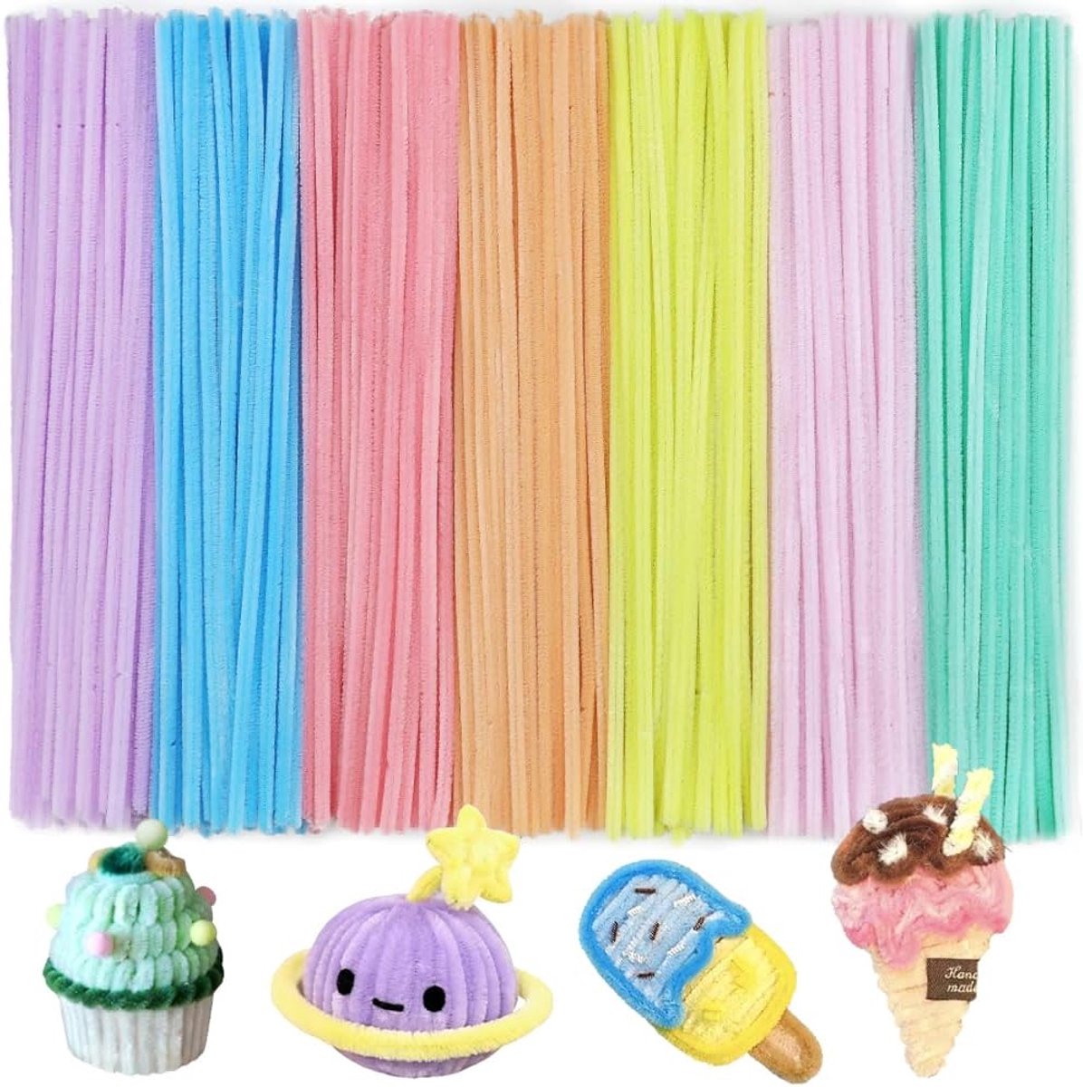 Daity Bundel van 7 - Kleurrijk Chenille Koord - Pijpenragers - Knutselen - Flexibel Koord - Geschikt voor Knutselen - Doe-het-zelf - Hobby's en Creatieve Projecten - 30 cm (7 kleuren, 100 stuks per stuk)