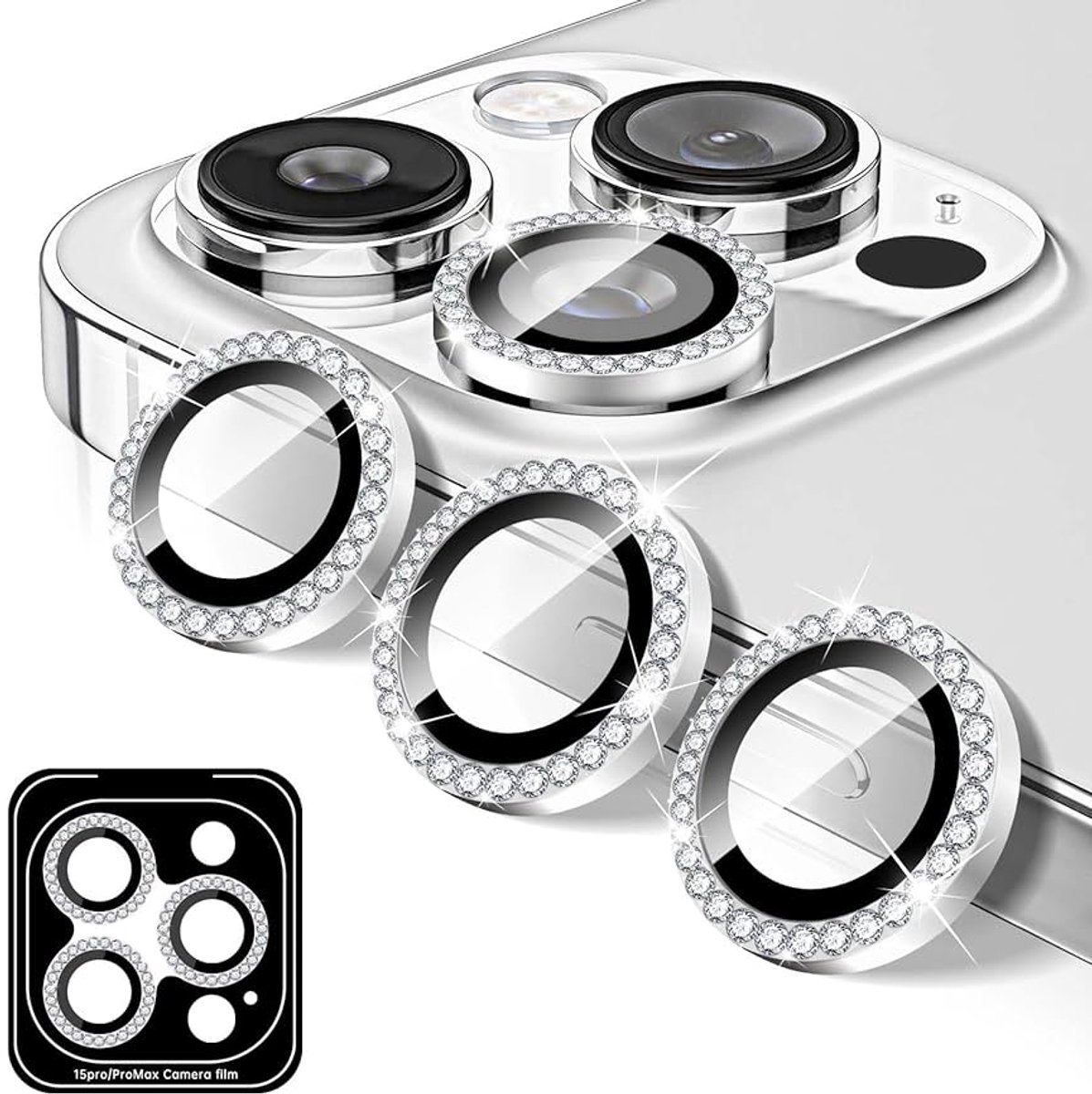 Mobile5 - Apple iPhone 16 Pro / Pro Max - Camera lens protector - Gehard glas - 9H Bescherming - Diamant
