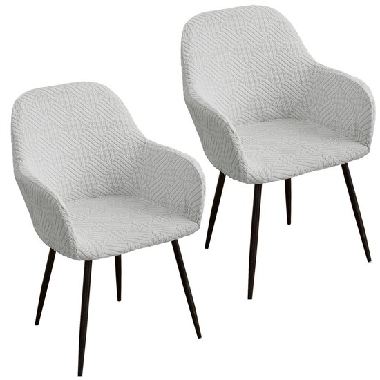 Lot de 2 housses de chaise extensibles, amovibles avec dossier incurvé pour chaises de salle à manger, housses de chaise de bureau modernes, housses de chaise décoratives lavables pour coiffeuses, salles à manger, bureaux et hôtels, gris argenté