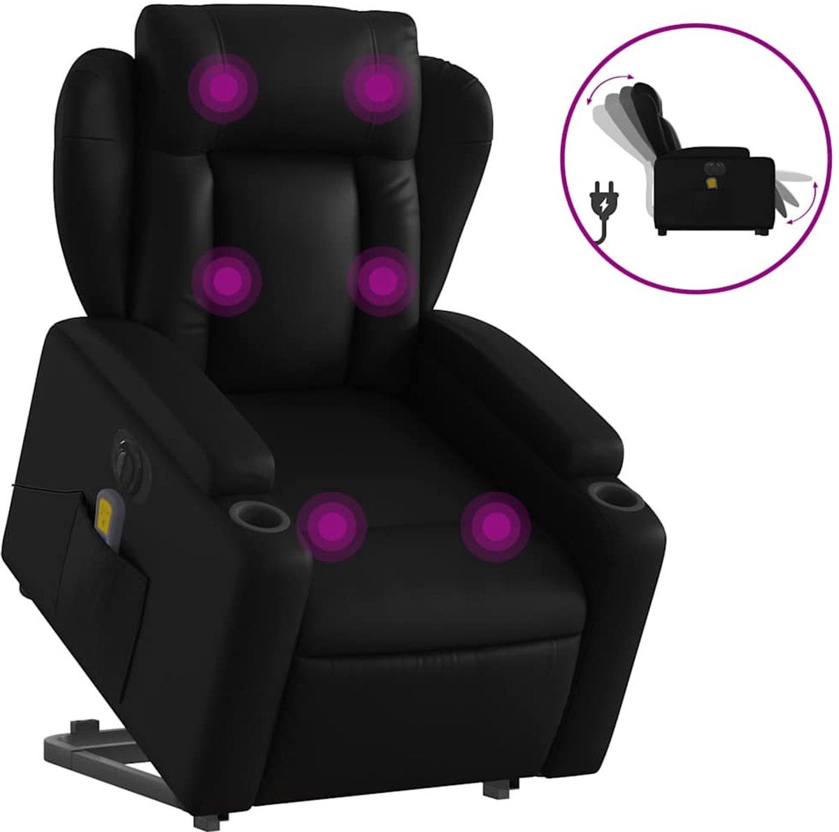 vidaXL Sta-op-massagestoel - elektrisch - kunstleer - zwart