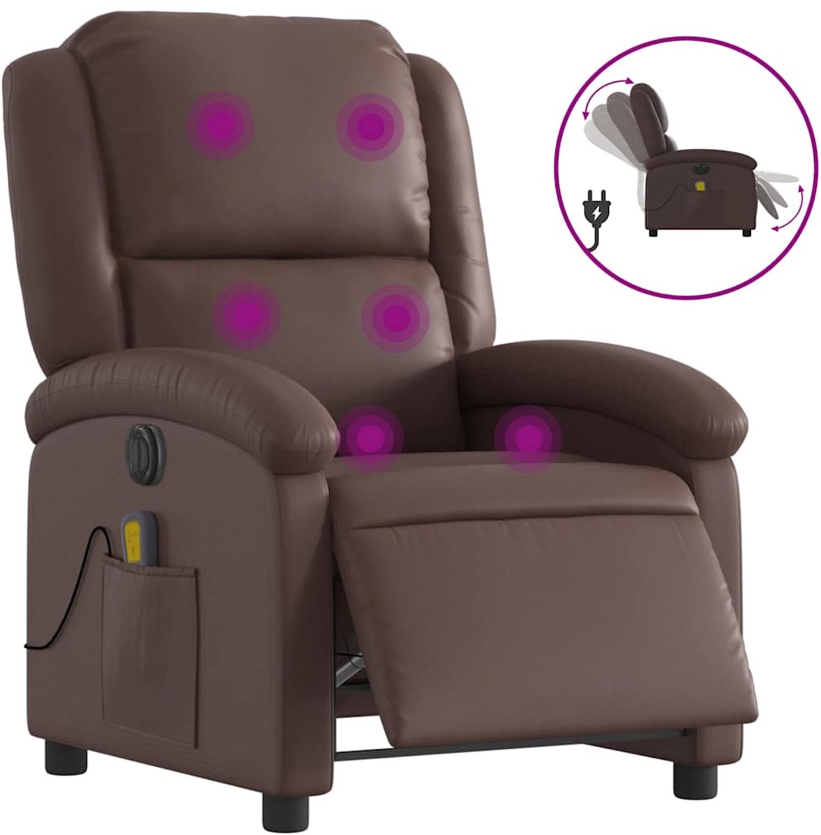 vidaXL Massagestoel - verstelbaar - elektrisch - kunstleer - bruin