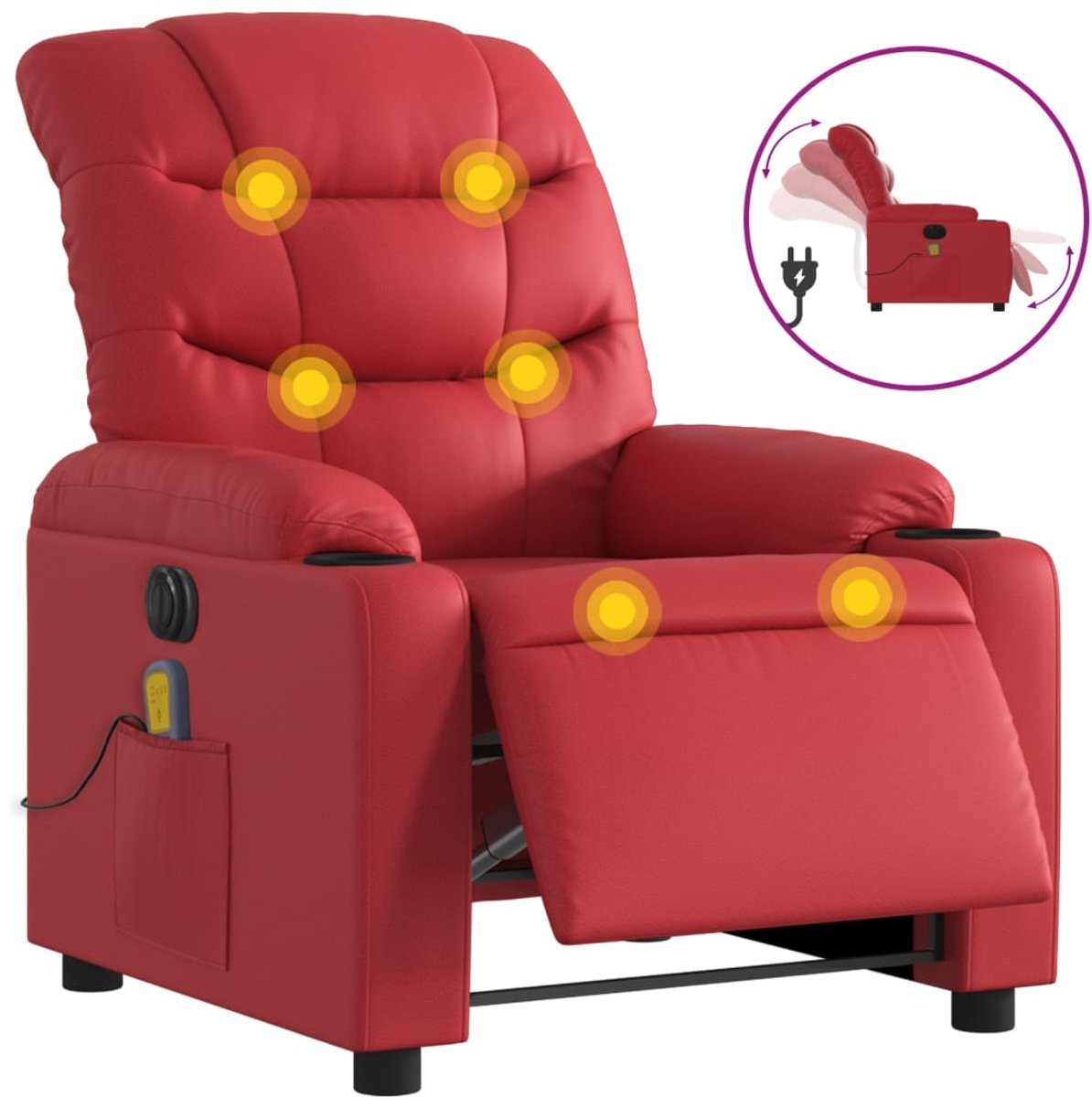 vidaXL Massagestoel - verstelbaar - elektrisch - kunstleer - rood