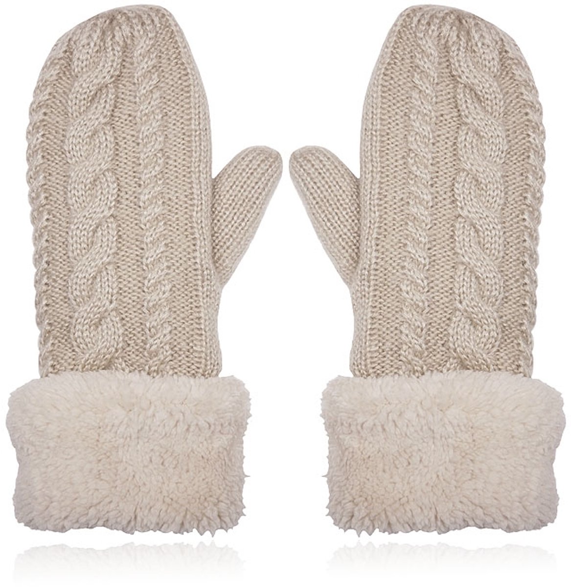 LGT JWLS Beige Gebreide Dameswanten - Warm en Comfortabel