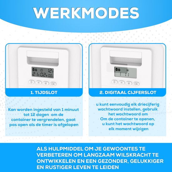 Fleau Home Telefoonkluis met Tijdslot - XXL - Focus Box - Phone Safe - Zelfdiscipline/ Verslaving - Telefoon Kluis - Stoppen met roken - Nieuwste ontwerp - Wit