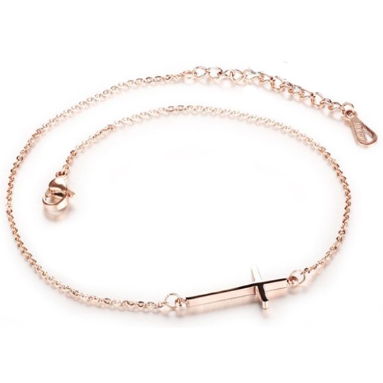 Cilla Jewels enkelband Cross Rose Goud