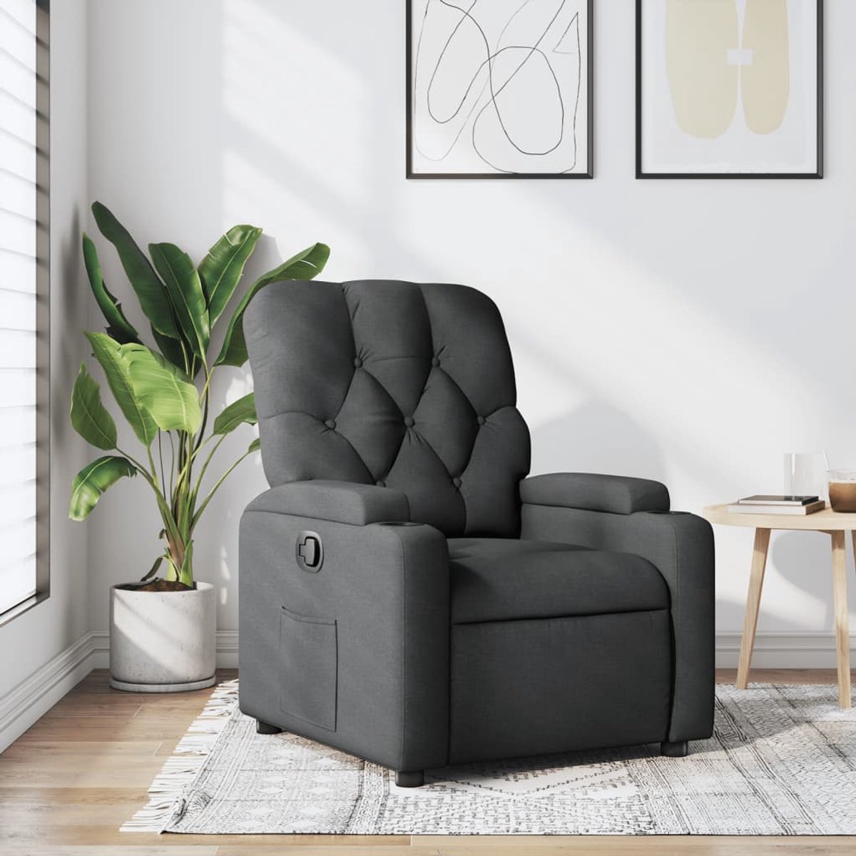 vidaXL vidaXL Donkergrijze Relaxfauteuil Stof - afbeelding 3