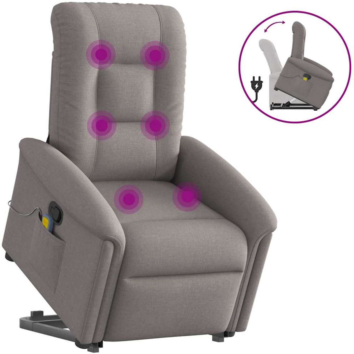vidaXL Sta-op-massagestoel - verstelbaar - stof - taupe
