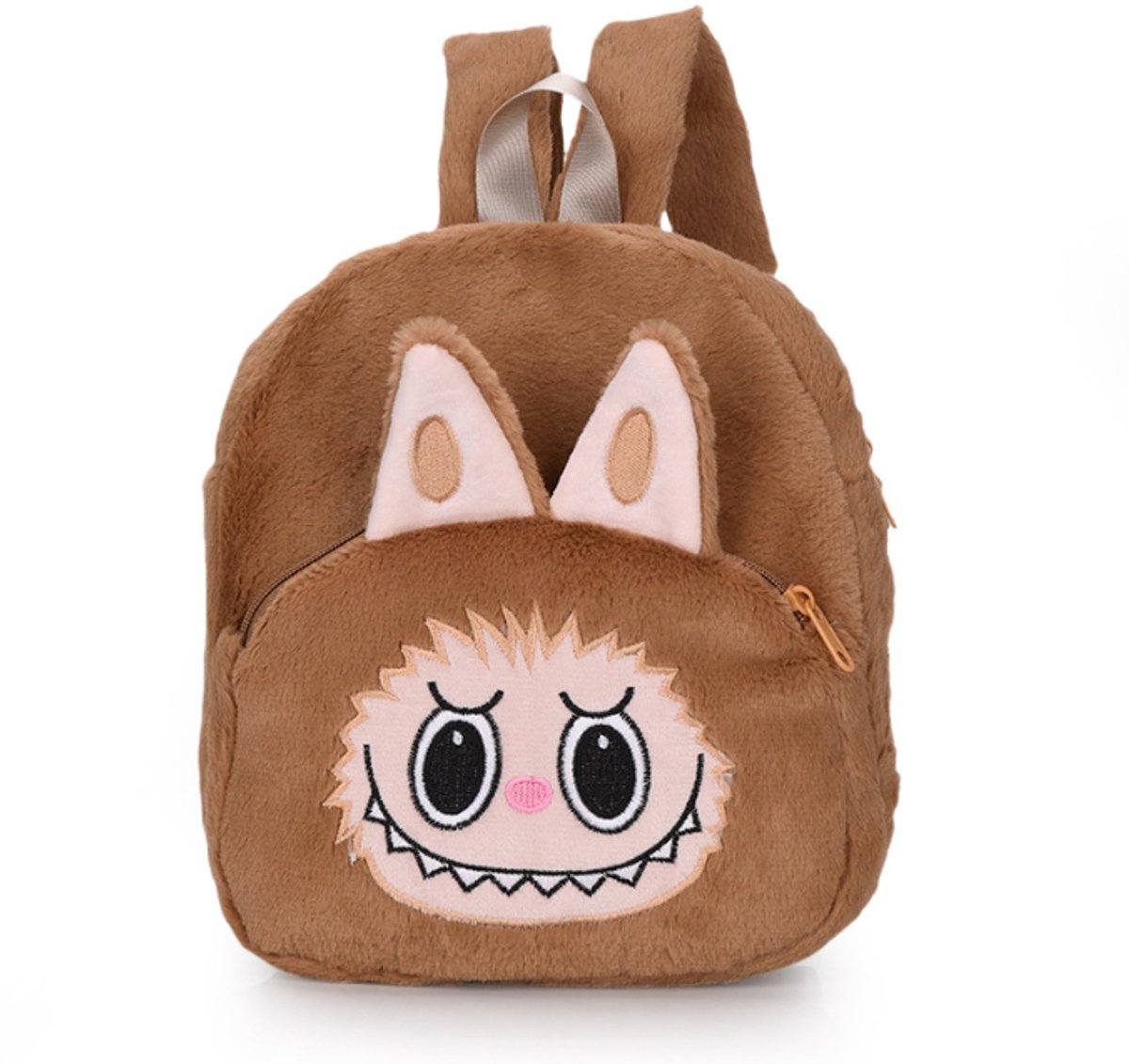 Joya Kids® Fluffy Rugzak | Schattige Kinder Rugtas | Cartoon Rugzakje | Pluche Schooltas | Kleutertas | Licht Bruin