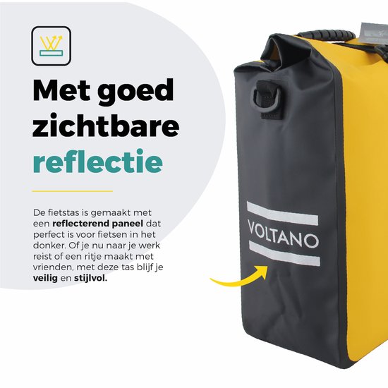 Voltano Fietstas 16L - Geel / Zwart - Enkele Pakaftas - 100% Waterdicht - Met Schouderband van Voltano — afbeelding 5